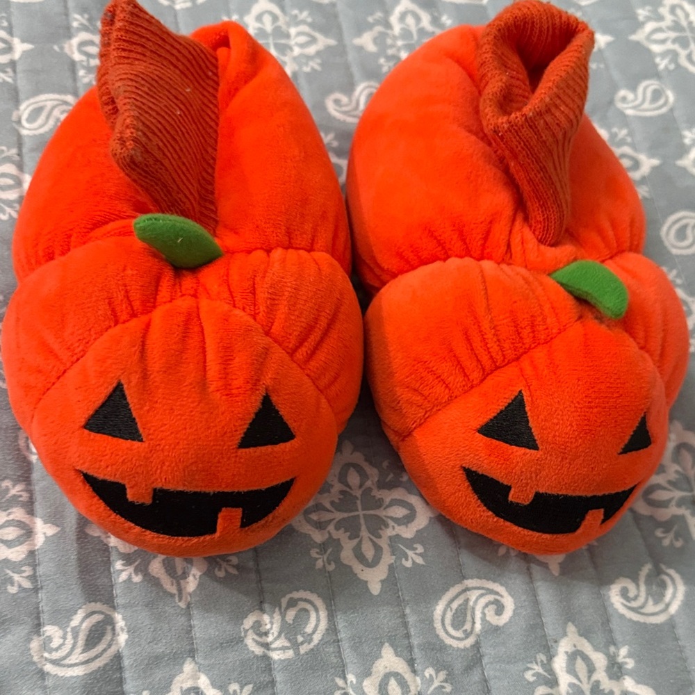 Orange Pumpkin Slippers